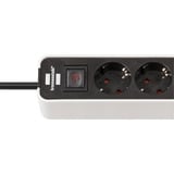 Brennenstuhl Ecolor 4-voudige stekkerdoos met 2 USB-laadaansluitingen Wit/zwart, 4x stekker, 2x USB-C, 2x USB-C