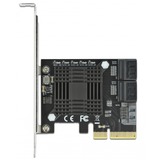 DeLOCK 5 port SATA PCI Express x4 Card Low Profile interface kaart 