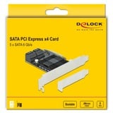 DeLOCK 5 port SATA PCI Express x4 Card Low Profile interface kaart 