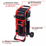 EINHELL TE-AC 270/50 Silent Compressor Zwart/rood, 50 liter