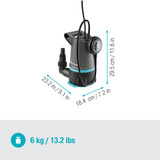 GARDENA 2-in-1 helder/vuil water dompelpomp 20000 BASIC, 20.000 l/u dompel- en drukpompen Grijs/zwart, 550 Watt, 20.000 l/u, met vlotterschakelaar