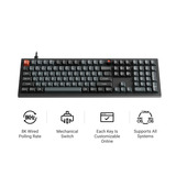 Keychron V6W-D1 8K QMK Wired Custom Mechanical Keyboard, toetsenbord Zwart, US lay-out, Keychron Super Red, RGB leds, Double-shot PBT, hot swap, 8K, Knop