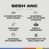 Skullcandy Sesh ANC Active True Wireless Active Earbuds with Noise Canceling  headset Zwart/oranje, ANC, Bluetooth v5.3