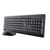 Trust Primo Draadloos Toetsenbord en Muis Set desktopset Zwart, US lay-out (QWERTY), 100%, Stille Toetsen 