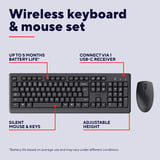 Trust Primo Draadloos Toetsenbord en Muis Set desktopset Zwart, US lay-out (QWERTY), 100%, Stille Toetsen 