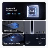 Ugreen NASync DH4300 Plus Grijs, 1x 2,5GbE, HDMI, USB-C