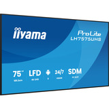 iiyama ProLite LH7575UHS-B2AG 75" 4K Ultra HD Public Display Zwart (mat), 3x HDMI | 1x DisplayPort | LAN | WiFi | 24/7