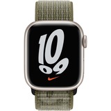 Apple Geweven sportbandje van Nike - Sequoia/platina (45 mm) horlogeband Olijfgroen/grijs