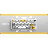 Iqunix ZX75 Gravity Wave Wireless Mechanical Keyboard, gaming toetsenbord Grijs/geel, US lay-out, Cherry MX Brown, RGB leds, 75%, Hot-swappable, Double-shot PBT, 2.4GHz | Bluetooth 5.1 | USB-C