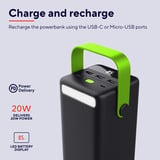 Trust Redoh - XXL Powerbank 50.000 mAh Zwart, 4 Poorten | Display | USB-C | USB PD 3.0 + PPS