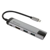 Verbatim USB 3.2 Gen 1 multiport hub, USB-C > 2x USB-A + USB-C + HDMI + RJ-45 usb-hub Zilver/zwart, PD, opladen tot 100 watt