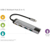 Verbatim USB 3.2 Gen 1 multiport hub, USB-C > 2x USB-A + USB-C + HDMI + RJ-45 usb-hub Zilver/zwart, PD, opladen tot 100 watt