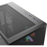 XYZ PC Gear Qubex midi tower behuizing Zwart | 2x USB-A | 1x USB-C | Tempered Glass