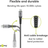 goobay Micro-USB > USB-A textiel kabel met metalen stekkers Grijs/zilver, 1 meter