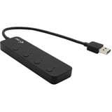 i-tec USB 3.0 Metal HUB 4 Port met individuele aan/uit schakelaars usb-switch Zwart