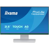 iiyama ProLite T2252MSC-W2AG 21.5" touchscreen monitor Wit (mat), 100 Hz, HDMI, DisplayPort, USB 3.2 Gen 1, Audio, Touchscreen 
