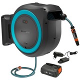 GARDENA 40 m Wand-slangenbox Powerroll XXL slanghaspel Grijs/turquoise, 40 meter, Accu en oplader inbegrepen, POWER FOR ALL ALLIANCE