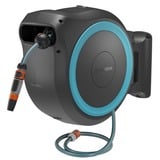 GARDENA 40 m Wand-slangenbox Powerroll XXL slanghaspel Grijs/turquoise, 40 meter, Accu en oplader inbegrepen, POWER FOR ALL ALLIANCE