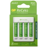 GP Batteries ReCyko Charger (USB) E411 4-slot, Incl. 4x AAA 850mAh NiMH batterijen oplader Wit