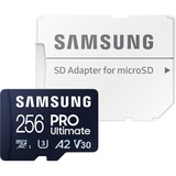 SAMSUNG PRO Ultimate 256 GB microSDXC geheugenkaart Blauw, UHS-I U3, Class 3, V30, Incl. SD-Adapter
