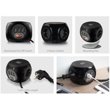 ACT Connectivity Stekkerdoos cube met 3 stopcontacten Zwart, USB-A, 1,5m