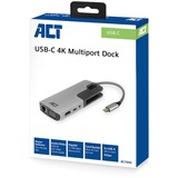 ACT Connectivity USB-C docking station aluminium, 4K, USB-C, HDMI, VGA, LAN 