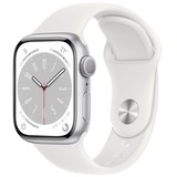 Apple Watch Series 8 smartwatch Zilver, 41 mm, Wit sportbandje, Aluminium, GPS