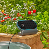 GARDENA AquaBloom Set L voor bewatering op zonne-energie besproeiingscomputer Grijs/turquoise, Automatisch besproeiingssysteem, accu inbegrepen