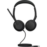 Jabra Evolve2 50, MS on-ear headset Zwart, Stereo, USB-A, gecertificeerd voor Microsoft Teams