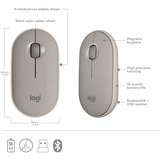 Logitech M350 Pebble Draadloze muis beige, 1000 dpi