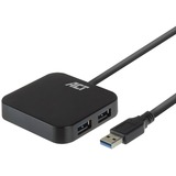 ACT Connectivity USB Hub 4 Port met stroomadapter usb-hub Zwart