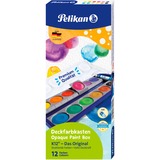 Pelikan Verfdoos 735K/12 - waterverf dekkend Met 12 kleuren en een tube dekkend wit