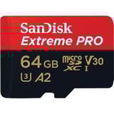 SanDisk Extreme PRO microSDXC 64 GB geheugenkaart UHS-I U3, Class 10, V30, A2, Incl. SD Adapter