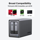 Ugreen NASync DXP2800 Grijs, 2,5GbE, HDMI, USB-C