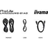 iiyama ProLite LH9252UWS-B1AG 92" Ultra Wide Public Display Zwart, HDMI, DisplayPort, USB-C, LAN, WiFi 6E, BT 5.2, Audio, Android 13 OS
