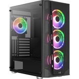 Aerocool Prism ARGB (G-BK-v3) midi tower behuizing Zwart | 3x USB-A | RGB | Tempered Glass