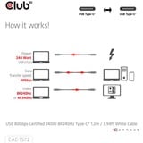 Club 3D Gecertificeerde USB-C kabel Wit, 1,2 meter, 240 W