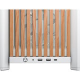 Corsair FRAME 4000D WOOD RS midi tower behuizing Wit/houtkleur | 2x USB-A | 1x USB-C | RGB | Tempered Glass