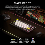 Corsair MAKR PRO 75 Hall Effect DIY-toetsenbord, gaming toetsenbord Zwart, US lay-out, Corsair MGX Hyperdrive, 75%, RGB, 8K