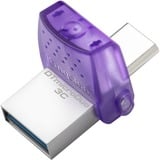 Kingston DataTraveler microDuo 3C 64 GB usb-stick Paars/transparant, USB-A + USB-C