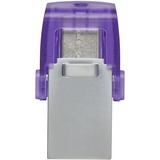 Kingston DataTraveler microDuo 3C 64 GB usb-stick Paars/transparant, USB-A + USB-C