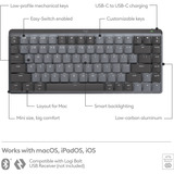 Logitech MX Mechanical Mini voor Mac toetsenbord Donkergrijs, US-International lay-out (QWERTY), Cherry MX-Technologie, 80% (TKL)	