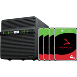 Synology Synology DS423 incl. 4x Seagate IronWolf 4 TB harde schijf nas Zwart, 2x RJ-45, 2x USB-A 3.2 (5 Gbit/s)