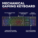 Trust GXT 871 Zora Mechanisch gamingtoetsenbord, gaming toetsenbord Zwart, US lay-out, Huano Red
