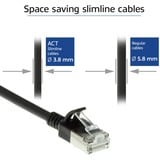 ACT Connectivity LSZH U/FTP CAT6A datacenter slimline patchkabel snagless met RJ45 connectoren Zwart, 1 meter