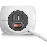 ACT Connectivity Vierkante stekkerdoos (PDU) met 3 sockets type F, 3 USB-A poorten, 1,5m Wit