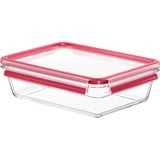 Emsa Clip & Close Glazen vershoudbakje, 2,0 L doos Transparant/rood, rechthoekig