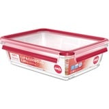 Emsa Clip & Close Glazen vershoudbakje, 2,0 L doos Transparant/rood, rechthoekig