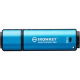 Kingston IronKey Vault Privacy 50 32 GB usb-stick Lichtblauw/zwart, USB-C 3.2 Gen 1
