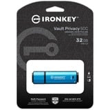 Kingston IronKey Vault Privacy 50 32 GB usb-stick Lichtblauw/zwart, USB-C 3.2 Gen 1